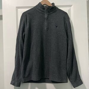 American Eagle Men’s Gray Fleece 1/4 Zip Pullover Sweater Jacket Size Medium